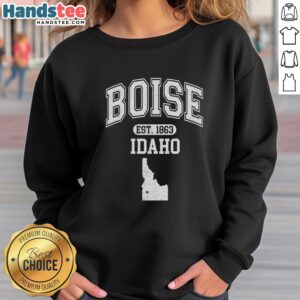 Official Boise Idaho Est. 1863 varsity sweatshirt featuring a classic design, perfect for fans and alumni of Boise.