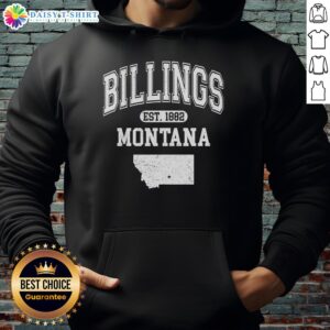 Good Billings Montana Est. 1882 varsity hoodie featuring bold lettering and a classic design for stylish comfort.