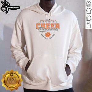 Official Hudson Tigers 2026 MHSAA Cheer Division 4 Finalist hoodie in vibrant team colors, perfect for fans and supporters.
