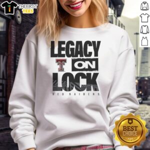 Alt Text: Premium Texas Tech Red Raiders NCAA 2026 Legacy On Lock On Sweatshirt in black, showcasing team spirit and comfort.