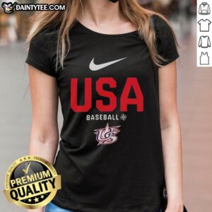 Good USA Baseball Logo Ladies Tee featuring a stylish design for women's casual wear and sports enthusiasts.