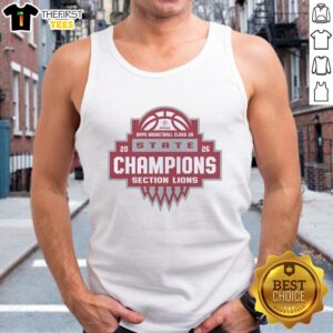 Alt Text: 2026 AHSAA Boys Basketball Class 2A State Champions tank top featuring the Top Section Lions logo.