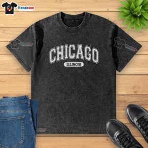 Official Chicago Illinois Area Code washed t-shirt featuring a stylish design and comfortable fit for casual wear.