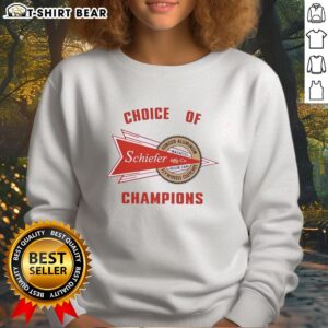 Nice Schiefer Racing Choice of Champions sweatshirt featuring forged aluminum flywheels and clutches design.