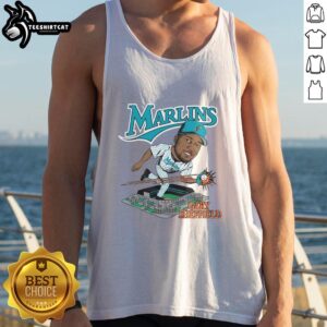 Gary Sheffield wearing a stylish Florida Marlins tank top, showcasing team spirit and summer fashion.