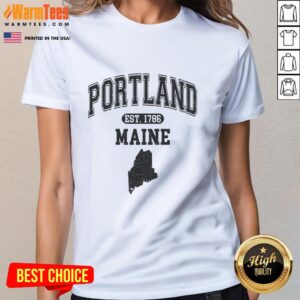 Good Portland Maine Est 1786 Varsity Ladies Tee featuring a stylish design perfect for casual wear and local pride.