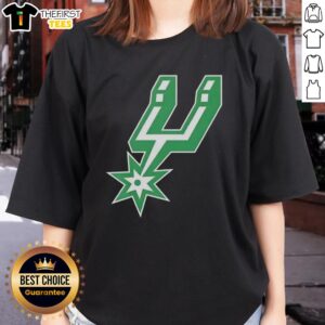 Original San Antonio Spurs white logo Patrick's Day ladies tee, featuring vibrant green accents for festive style.