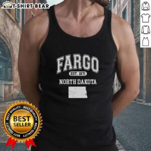Nice Fargo North Dakota Est 1871 varsity tank top design featuring bold lettering and vibrant colors.