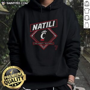 Nice Jack Natili Cincinnati Bearcats baseball hoodie featuring team colors and logo for fans and players.