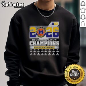 Premium Michigan Wolverines NCAA Basketball Big 10 2026 Champions sweatshirt, showcasing team pride and comfort.
