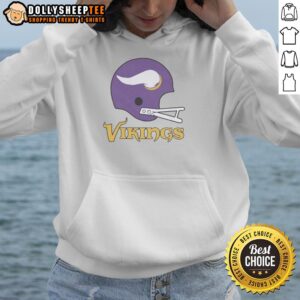 Official Minnesota Vikings football logo on a big helmet hoodie, perfect for fans of the NFL team.