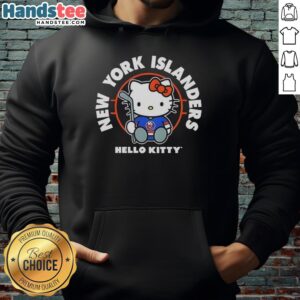 Premium Hello Kitty X New York Islanders NHL logo hoodie showcasing a unique blend of sports and pop culture style.