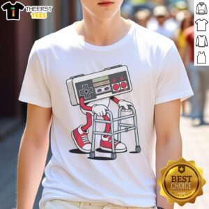 Top game controller graphic on a stylish Walker Retro T-shirt, perfect for gamers and retro gaming enthusiasts.