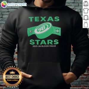 Awesome Texas Stars 2025-26 Blood Drive Hoodie featuring a bold design and team logo for supporters and donors.