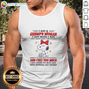 Alt Text: Good Peanuts Snoopy tank top for women, featuring 'I Am A Grumpy Woman' design, perfect for expressing humor and attitude.