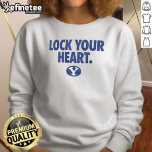 Hot BYU Cougars Lock Your Heart sweatshirt in navy blue, perfect for fans showing team spirit and staying cozy.
