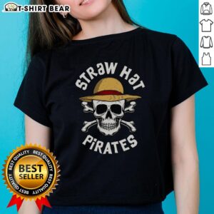 Top Straw Hat Pirate Ladies Tee featuring a stylish design for fans of anime and adventure. Perfect for casual wear!