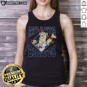 Atlanta Braves mascot tank top featuring vibrant team colors and logo, perfect for game day and fan apparel.