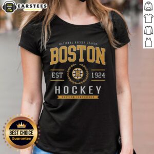 Boston Bruins Hockey Legacy Crest Ladies Tee featuring vibrant team colors and classic logo design for fans.