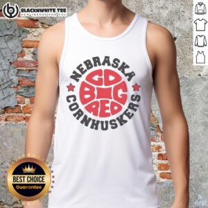 Alt Text: Vintage 1970s Nebraska Huskers Big Red Basketball logo on a stylish tank top, perfect for fans and collectors.