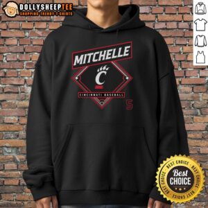 Alt Text: Premium Christian Mitchelle Cincinnati Bearcats baseball hoodie featuring team colors and logo, perfect for fans.