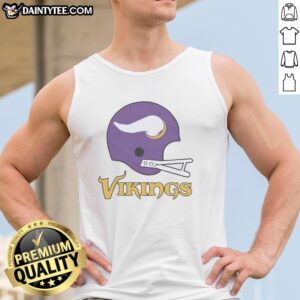 Awesome Minnesota Vikings football logo on a big helmet tank top, perfect for fans and summer wear.
