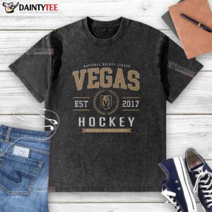 Alt Text: Good Vegas Golden Knights Hockey Legacy Crest Washed T-Shirt featuring vibrant team colors and logo.