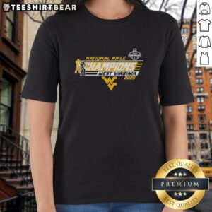 Top WVU West Virginia Mountaineers National Rifle Champions ladies tee shirt showcasing team pride and championship spirit.