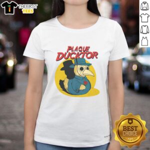 Top-The-Plague-Ducktor Ladies Tee featuring a quirky duck doctor design for unique and fun casual wear.