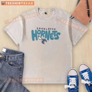 Alt Text: Awesome Charlotte Hornets Bubble Washed T-Shirt featuring vibrant team colors and logo, perfect for fans.
