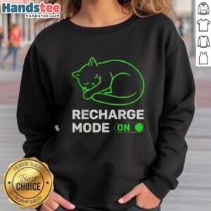 Premium Neon Cat Recharge Mode On Sweatshirt featuring a vibrant neon cat design, perfect for casual and cozy outfits.