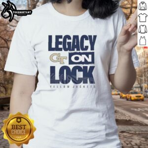 Premium Georgia Tech Yellow Jackets NCAA 2026 Legacy On Lock On Ladies Tee featuring team colors and logo design.