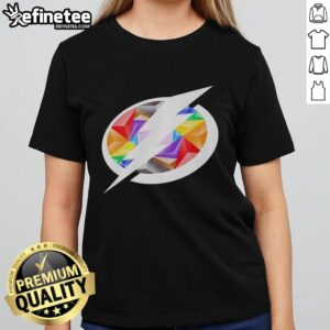 Premium Tampa Bay Lightning Pride Logo Ladies Tee featuring vibrant team colors and stylish design for fans.
