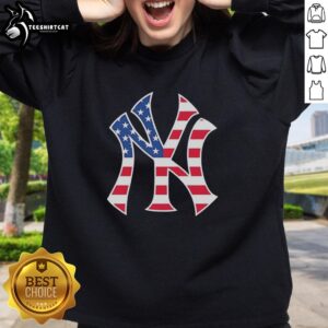 Alt Text: Premium New York Yankees Military Appreciation red, white, and blue sweatshirt featuring team logo and patriotic design.
