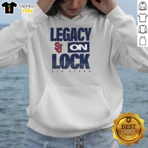 Top St. John's Red Storm NCAA 2026 Legacy On Lock On Hoodie in red with logo, perfect for fans and stylish comfort.