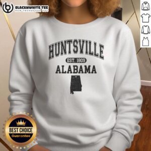 Top Huntsville Alabama Est 1809 Varsity Sweatshirt featuring a classic design in school colors for pride and comfort.