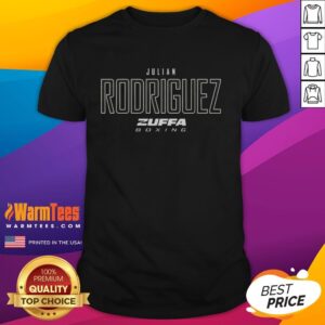 Hot Julian Rodriguez Zuffa Boxing Elite T-Shirt featuring bold graphics and vibrant colors for boxing enthusiasts.