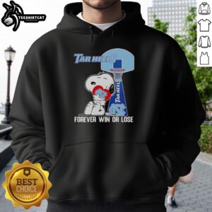 Snoopy holding a heart for North Carolina Tar Heels on a hoodie, symbolizing support win or lose.