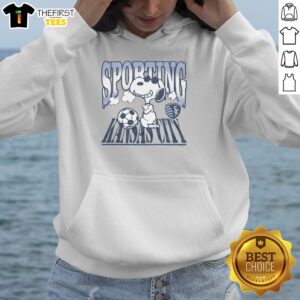 Alt Text: Snoopy wearing Kansas City sunglasses on a cozy hoodie, showcasing Top Peanuts merchandise for fans.