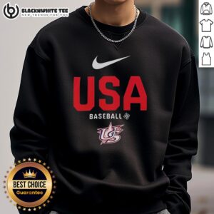 Hot USA Baseball Logo Sweatshirt featuring a bold design, perfect for fans and casual wear.