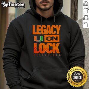 Alt Text: Premium Miami Hurricanes NCAA 2026 Legacy On Lock Logo Hoodie featuring vibrant team colors and stylish design.