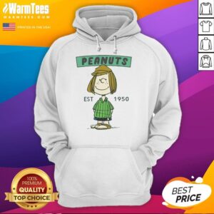 Alt Text: Cute Peanuts Peppermint Patty hoodie est. 1950 featuring colorful graphics and cozy design for fans of the classic comic.
