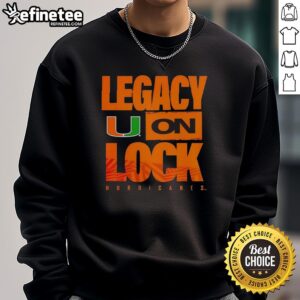 Alt Text: Premium Miami Hurricanes NCAA 2026 Legacy On Lock Logo Sweatshirt in vibrant colors, perfect for fans and casual wear.
