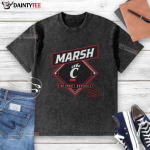 Alt Text: Cincinnati Bearcats baseball washed t-shirt featuring Nice Carson design, perfect for fans and casual wear.
