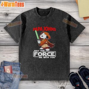 Cute Snoopy Papa John's Pizza May The Force Be With You washed t-shirt featuring a playful design for fans.