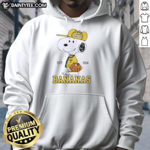 Nice Peanuts Snoopy X Savannah Bananas Est 2016 hoodie featuring vibrant graphics and a cozy design for fans.