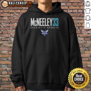 Hot Liam McNeeley in a Charlotte Hornets basketball hoodie, number 33, showcasing team spirit and style.