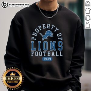 Vintage 1934 Detroit Lions football sweatshirt showcasing classic team colors and logo, perfect for fans.