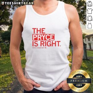 Alt Text: Good Pryce Sandfort wearing The Pryce Is Right tank top, showcasing vibrant design and casual style.