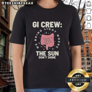 Pretty GI Crew Gastroenterology Endos Ladies Tee featuring a stylish design for female healthcare professionals.